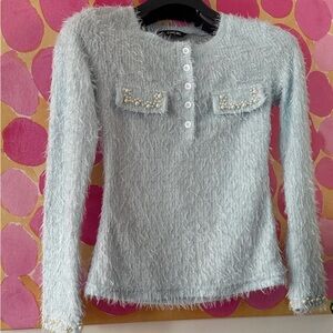 💙💎 SWEATER: XS LIGHT BLUE Sweater with Pearl accents. NWOT 💎💙